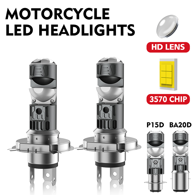 1x H4 LED Dual Color Motorcycl - Universal Motorcycle Led Headlight Projector 评论和价格